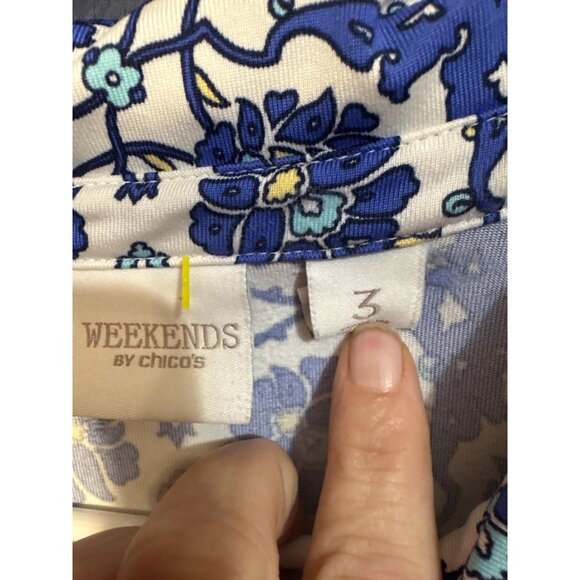 Weekends By Chicos Womens Button-Front Floral Shirt Size XL Multicolor - Picture 4 of 4